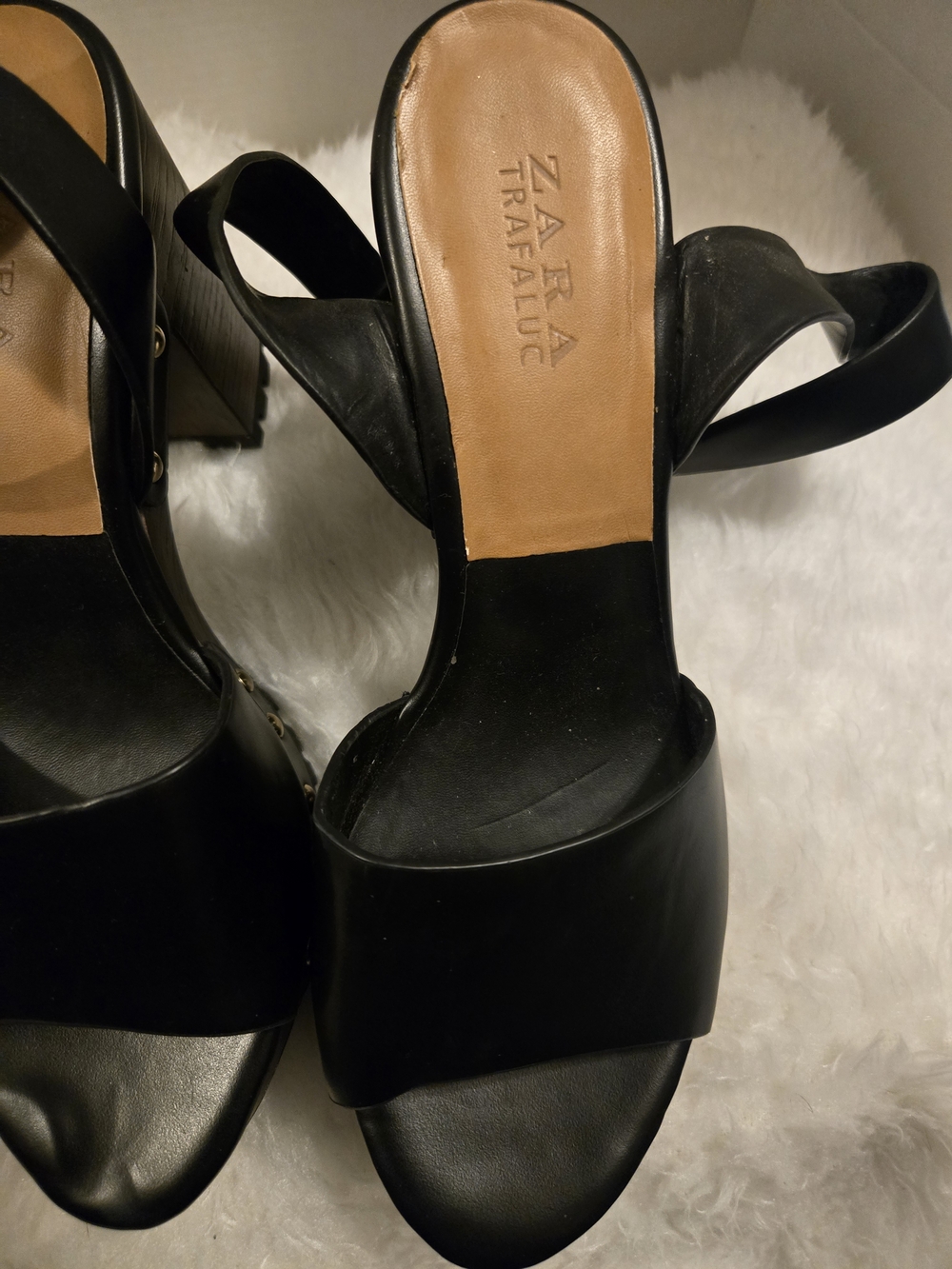 Zara Black Platform Slingback Sandals
